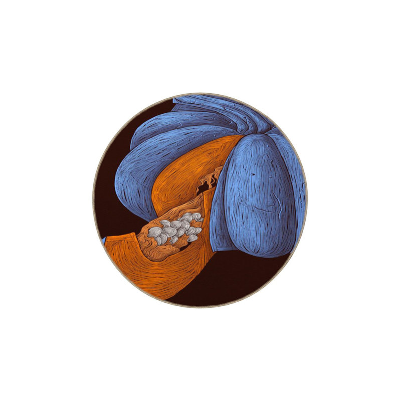 Tapis décoratif bleu à motif de citrouille lavable à la machine, Rectangle 3 pi 3 po x 4 pi 11 po 