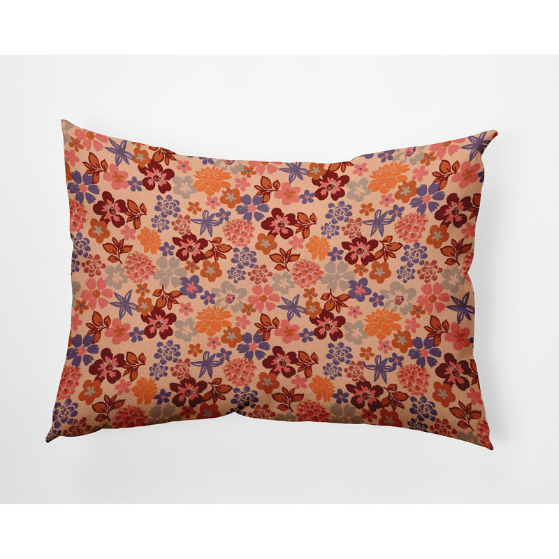 Floral Outdoor Reversible Throw Pillow, Peach