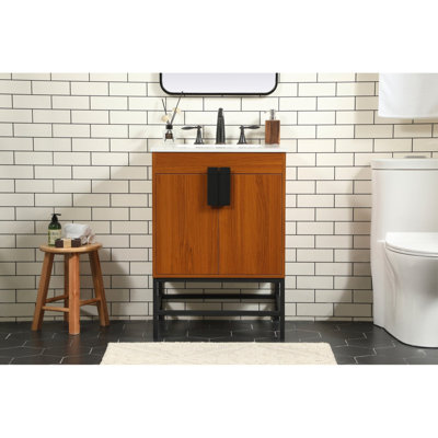 Eugene 24'' Single Bathroom Vanity with Engineered Marble Top