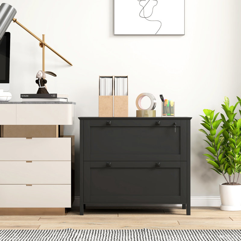 Classeur à 2 tiroirs avec serrure en noir. Optimisez l'espace de votre bureau personnel. Réglable pour plusieurs tailles. Fonctionnel et attrayant. - Panneau de particules revêtu. Capacité de l 31,1 po x l 15,7 po x H 28,3 po. Capacité de 132 lb.