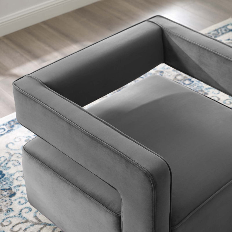 Fauteuil pivotant en velours Booth Performance, Gris