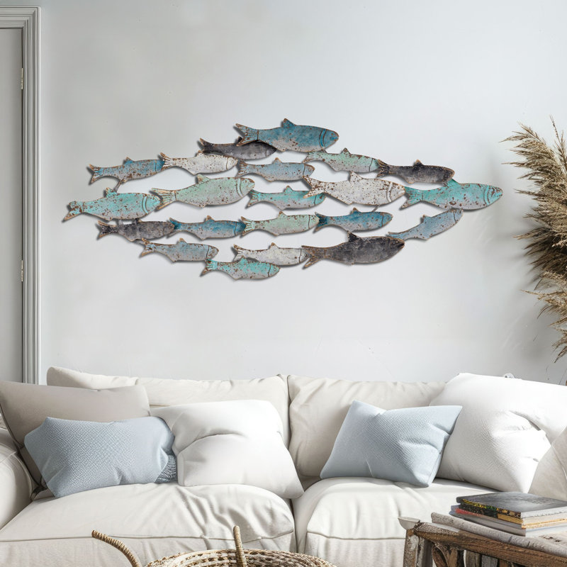 Metal School of Fish Wall Décor