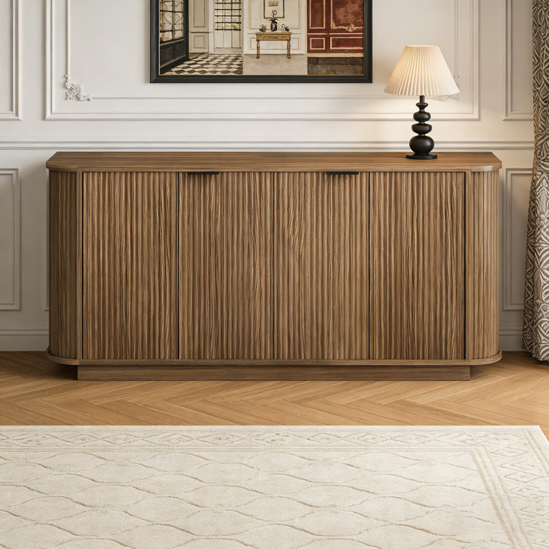 Wooden Entryway Table with Vertical Striped pattern
