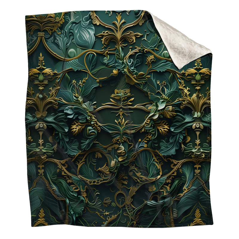Couvertures à motif floral vert orné, 50in W x 60in H