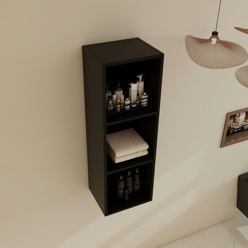 Rangement mural 12 po pour salle de bain simple avec 2 tablettes, Noir