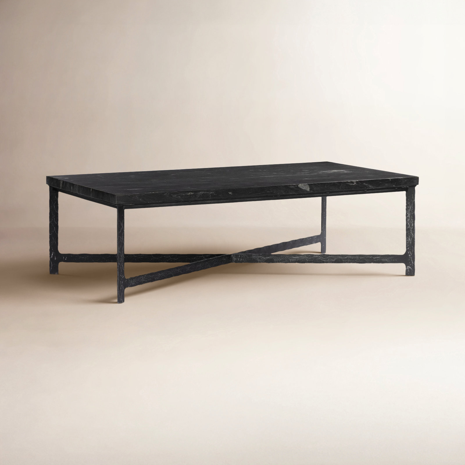 Nelida Single Coffee Table, Charcoal Marble Top/Black Base