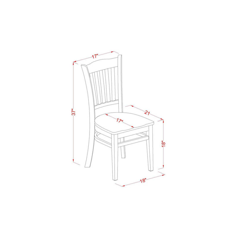 Ensemble de table de salle à manger en bois massif, Acajou, Acajou,  3 pièces: 1 table, 2 chaises