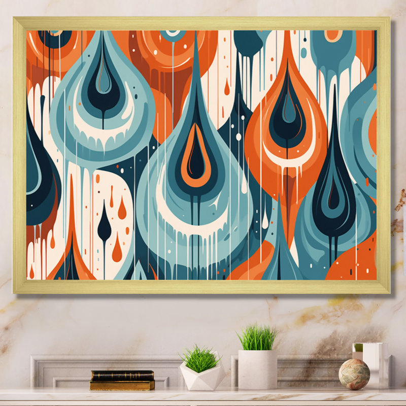 «Orange Orange Midcentury Balance III», reproduction sur toile, H 12 po x l 20 po x P 1 po, Cadre photo doré simple