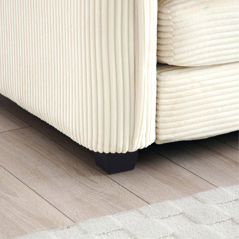 Canapé confortable à assise profonde simple avec un oreiller, adapté au salon et à la chambre à coucher, Club plusieurs occasions, velours côtelé beige