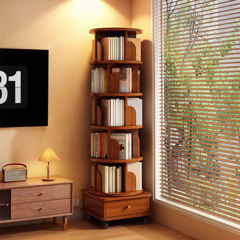 360° Display Round 6 Tier Rotating Bookshelf, (6 Shelves) 68.89" H x 18.11" W x 18.11" D, White Duplicate 2