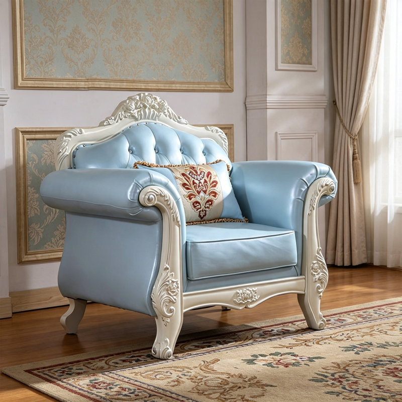 Canapé en cuir luxueux de style européen.