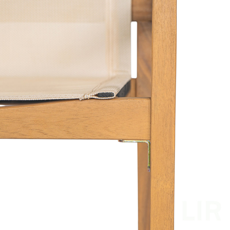 Chaise de salle à manger BELFAST, ensemble de 2, structure en teck et tissu beige, chaise, Teck / beige