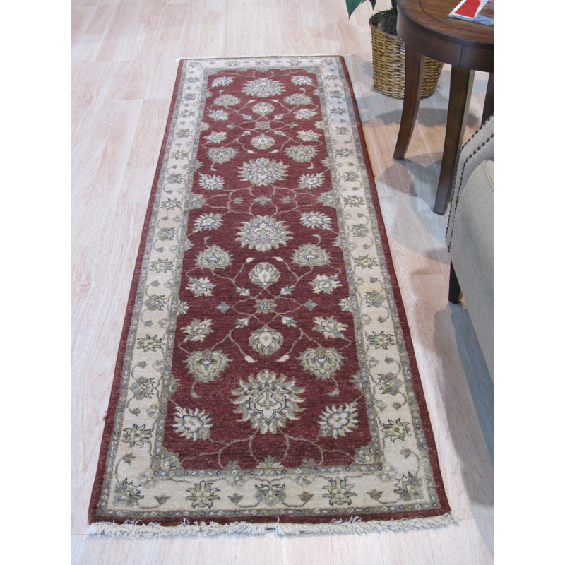 Tapis rouge en laine noué à la main Agra