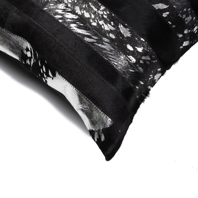 Reversible Throw Pillow, 12" x 20", Black/Silver
