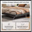 Grand cadre de lit tapissier grand, lit plateforme en cuir d'unité centrale avec un design en forme de vague et des pieds de forme trapézoïdale, aucun sommier nécessaire, noir-1037970727-1037970729