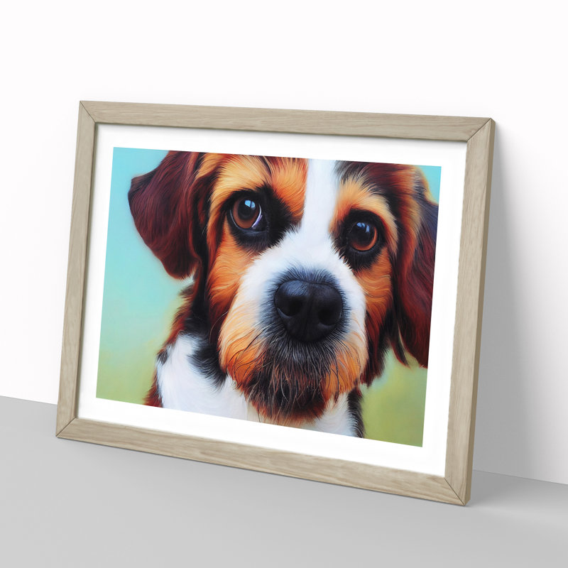 Dog Vol.8 - Single Picture Frame Print, 46cm H x 64cm W, Oak