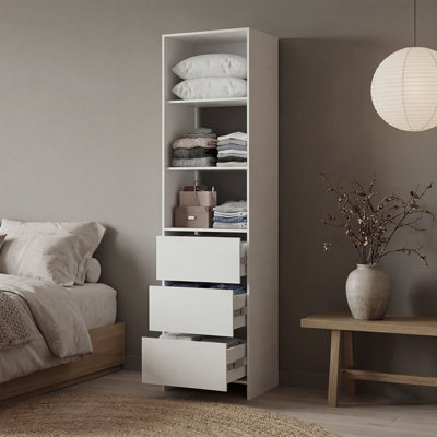 Armoire autoportante Cando H 83,9 po avec 3 tablettes et 3 tiroirs - Blanc