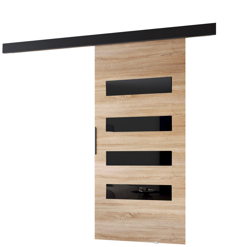 Sliding Door Prim F, Interior Door, Sonoma Oak/Black, 86cm x 205cm