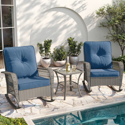 Cyriah 3 Piece Outdoor Rocking Patio Bistro Set by George Oliver
