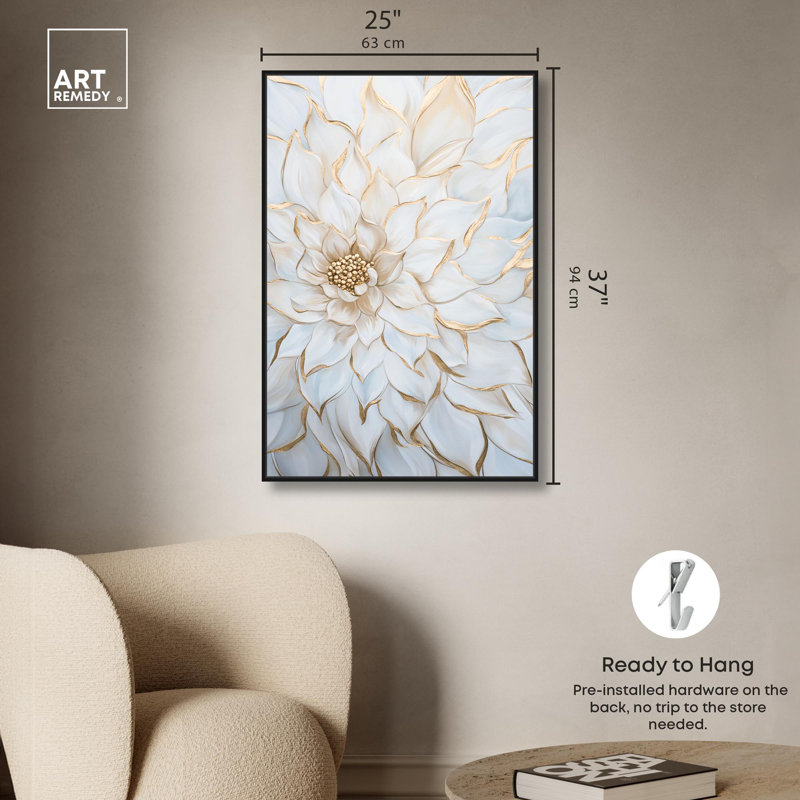 Art, art élégant, art floral, toile lustrée IV, H 37 po x l 25 po, Black Floater Framed