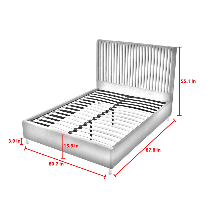 Mineola Upholstered Platform Bed, Navy, Full