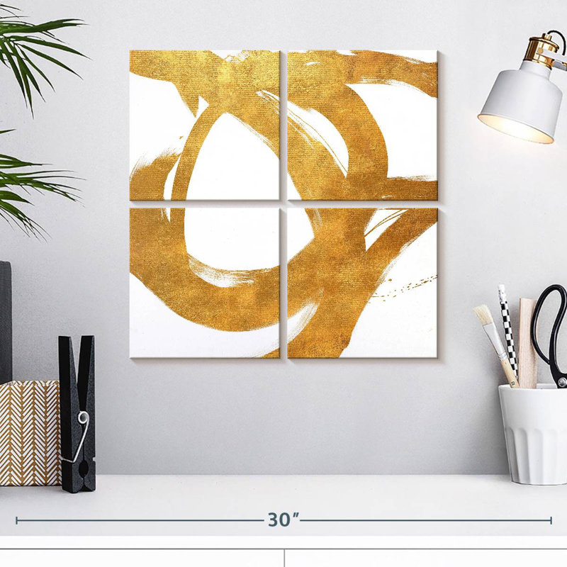 Avery Gold Circular Strokes I, H 18 po x l 18 po