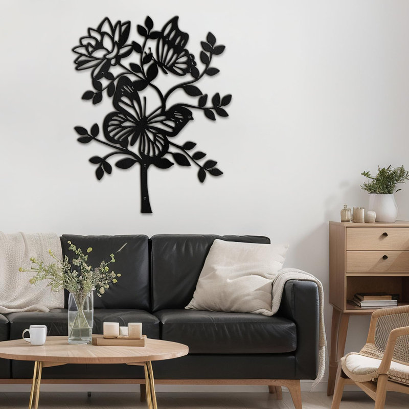 Décoration murale en métal, Noir, H 36 po x l 24 po x P 0,05 po