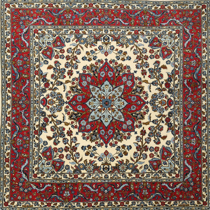 Rouge/beige à motif oriental digirolamo Tapis décoratif, Rond 6 pi