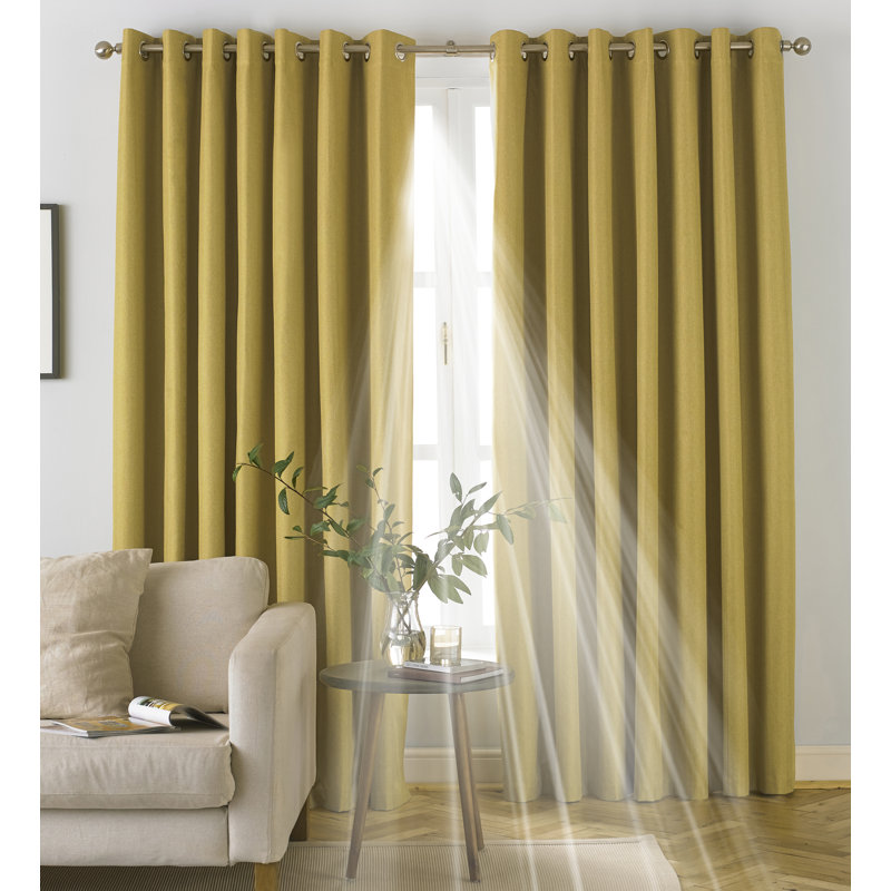 Blackout Curtain Pair, Ochre, 168 W x 137 D cm