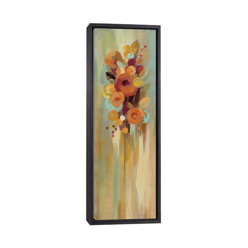 «Tall Autumn Flowers I» par Silvia Vassileva, reproduction d'art panoramique sur toile, Toile avec cadre noir patiné