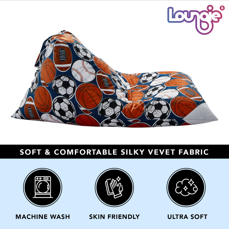 Housse de rangement pour fauteuil à billes 55 po, Microfibre / microsuède noir sport