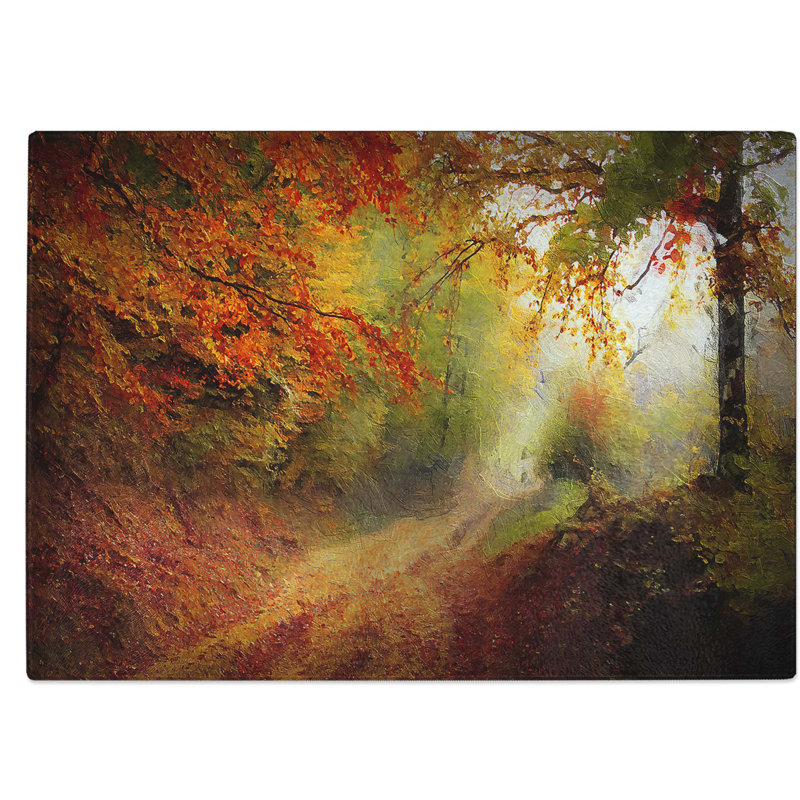 Tempered Glass Autumn Forest Chopping Board, 28.5 cm W x 20 cm L