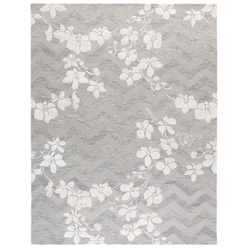 Glamour 609 Hand Tufted 65% Wool; 25% Viscose; 10% Cotton Floral Rug, Rectangle 8' x 10'