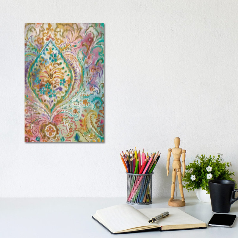 Boho Paisley - Painting on Canvas, 20.32 cm H x 30.48 cm W, Wrapped Canvas