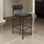 Chaise de bar Iffa, dossier ouvert, fer noir, cognac-102361195-102361197