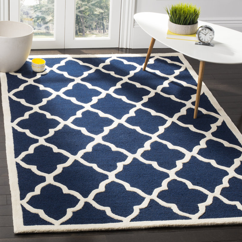Ezio Geometric Wool Hand Woven Area Rug, Rectangle 122 x 183 cm