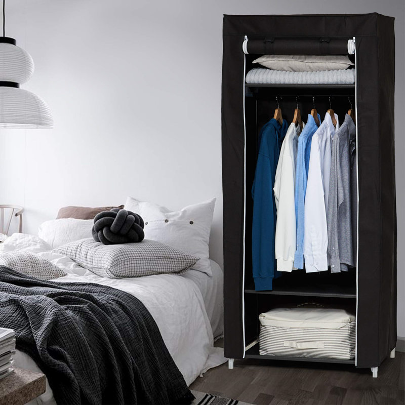 URBNLIVING Metal Wardrobe, Black