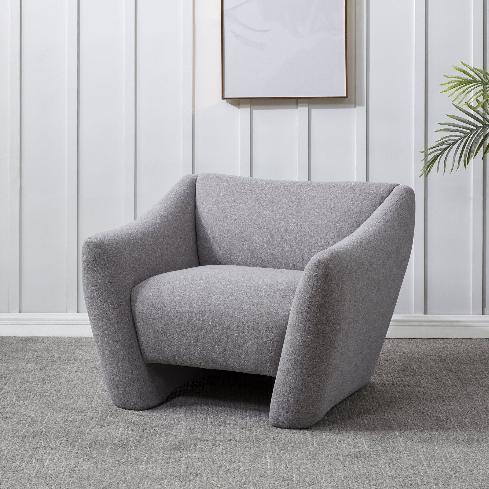 Vedra Linen Armchair, Light Gray 100% Linen