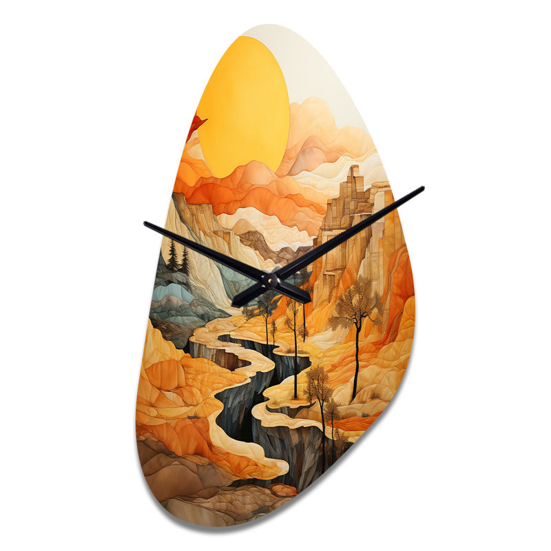 «Bold Landscape Canyon Desert VI», horloge murale en forme de canyon, Moyenne