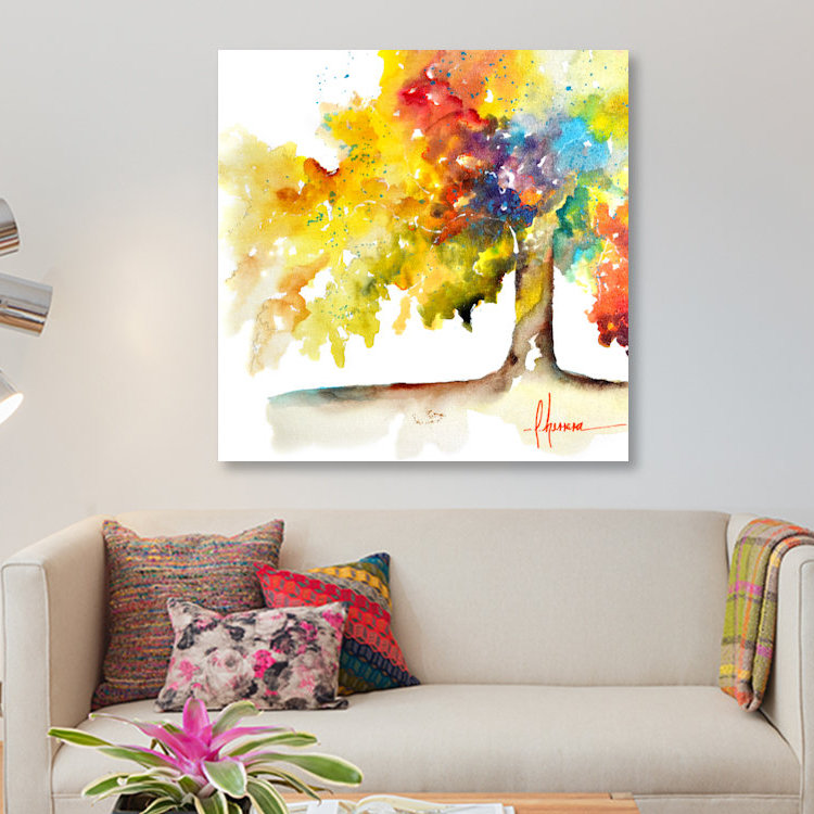«Rainbow Trees I», reproduction sur toile, H 18 po x l 18 po x P 1,5 po, Toile tendue, Pas de tapis