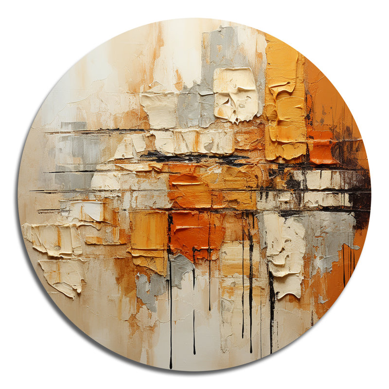 Chineka - art abstrait rond en métal, H 16 po x l 16 po x P 1 po