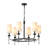 6 - Light Classical Round Wheel Linen Shade Chandelier