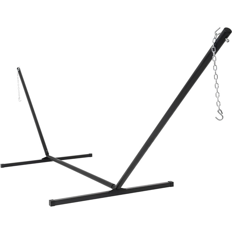 Support pour hamac portatif en acier robuste de 12 pi avec crochets et chaînes noir pour 2 personnes, Noir