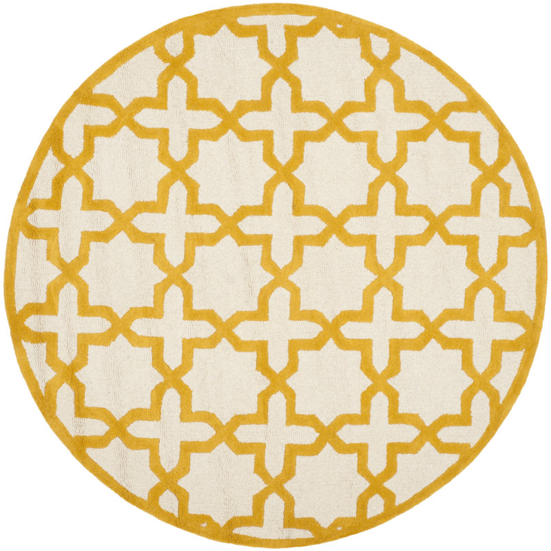 Igna Hand Tufted Wool Geometric Rug, Round 6'