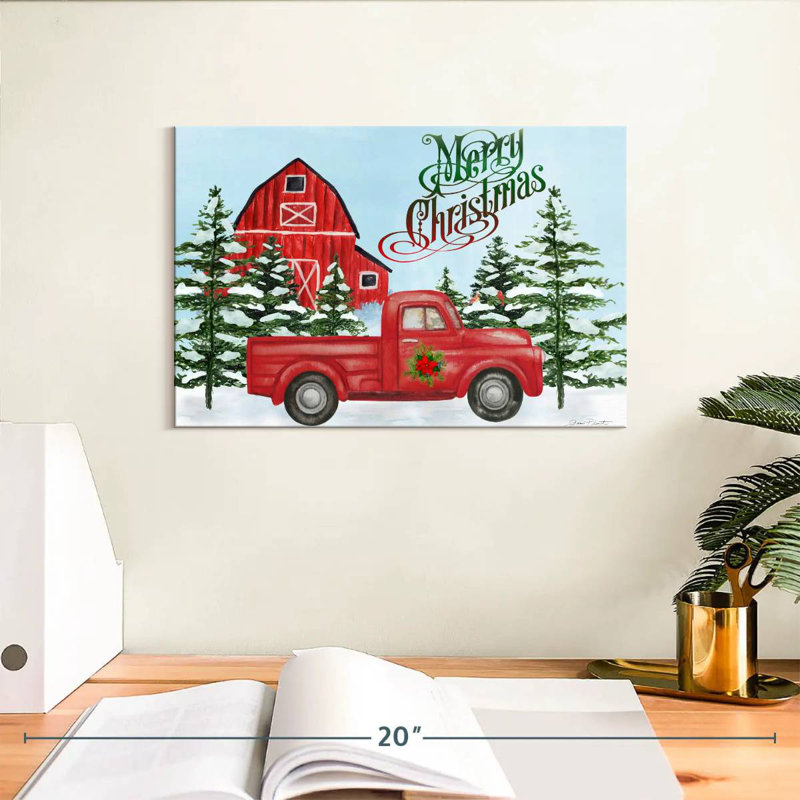 Grange et camion de Noël, H 8 po x l 12 po