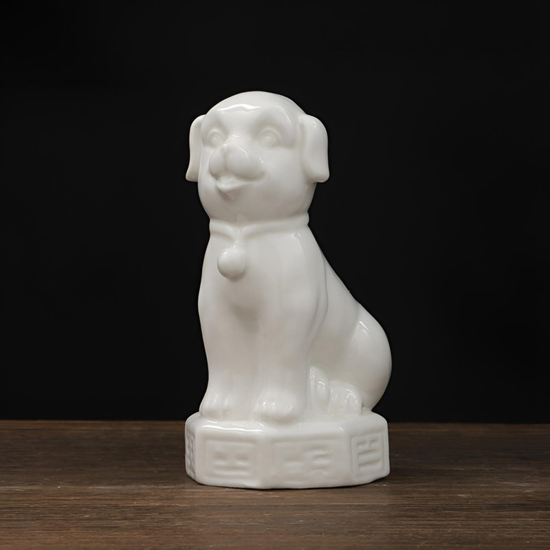 Charming Ceramic Dog Figurine - Home Decoration, White