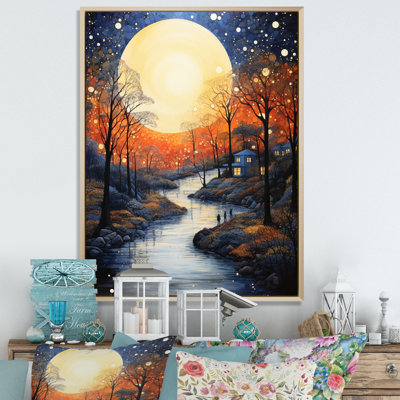 " Orange Bridge Abstracted Riverine Pointillism "