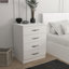 Table de chevet 4 tiroirs Carrigan en blanc