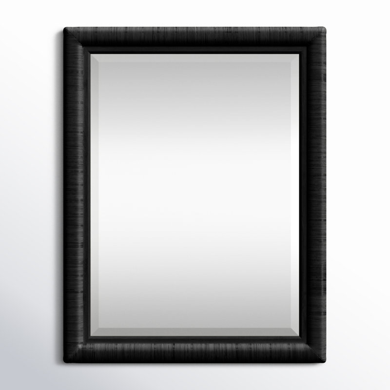 Naples Flat Rattan Beveled Mirror, Antique Black