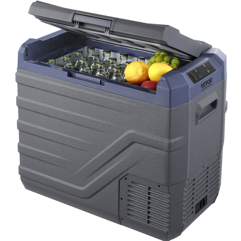 Compact Gray Portable Car Refrigerator Freezer with Bluetooth Control